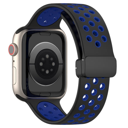 For Apple Watch Ultra 2 49mm Magnetic Buckle Silicone Watch Band(Black Blue) by bashfashion