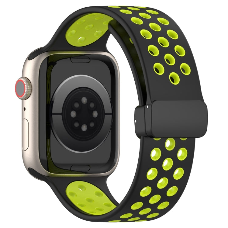For Apple Watch Ultra 2 49mm Magnetic Buckle Silicone Watch Band(Black Limes) by bashfashion