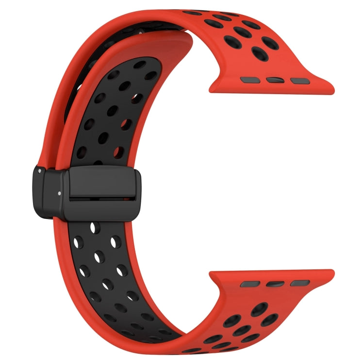 For Apple Watch Ultra 2 49mm Magnetic Buckle Silicone Watch Band(Red Black) by bashfashion