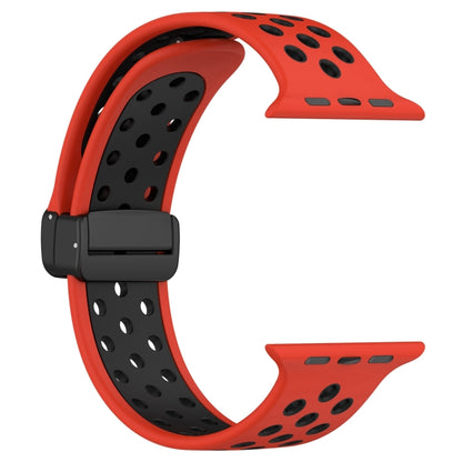For Apple Watch Ultra 2 49mm Magnetic Buckle Silicone Watch Band(Red Black) by bashfashion
