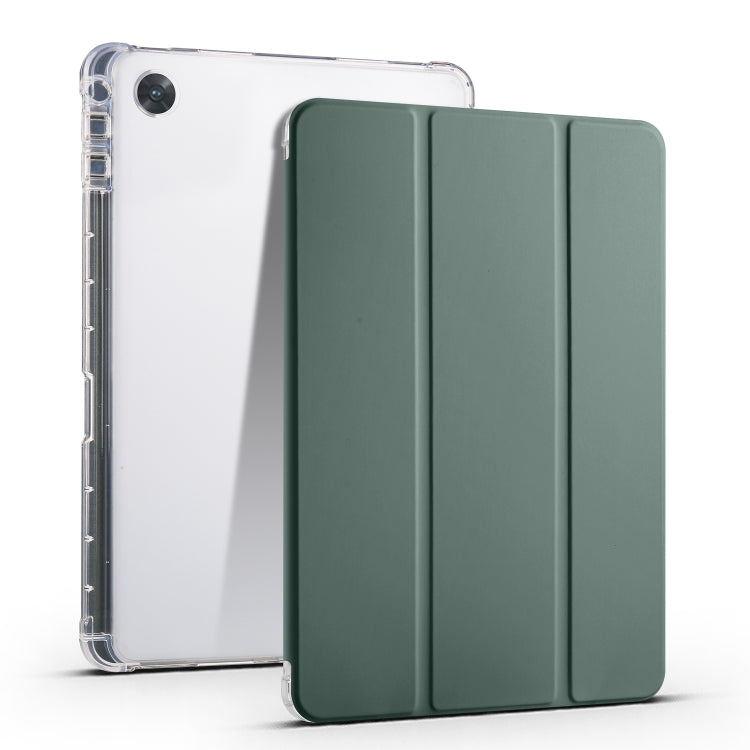 For OPPO Pad Air 10.36 2022 3-folding Transparent TPU Smart Leather Tablet Case with Pen Slot(Green) by bashfashion