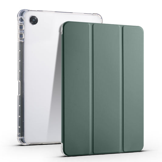 For OPPO Pad Air 10.36 2022 3-folding Transparent TPU Smart Leather Tablet Case with Pen Slot(Green) by bashfashion