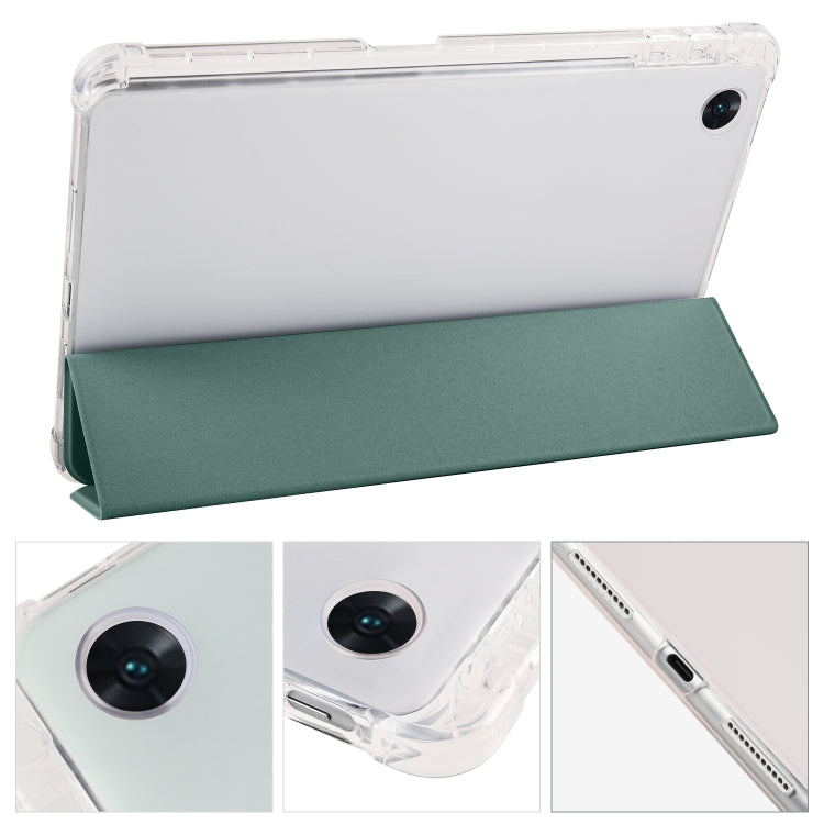 For OPPO Pad Air 10.36 2022 3-folding Transparent TPU Smart Leather Tablet Case with Pen Slot(Green) by bashfashion