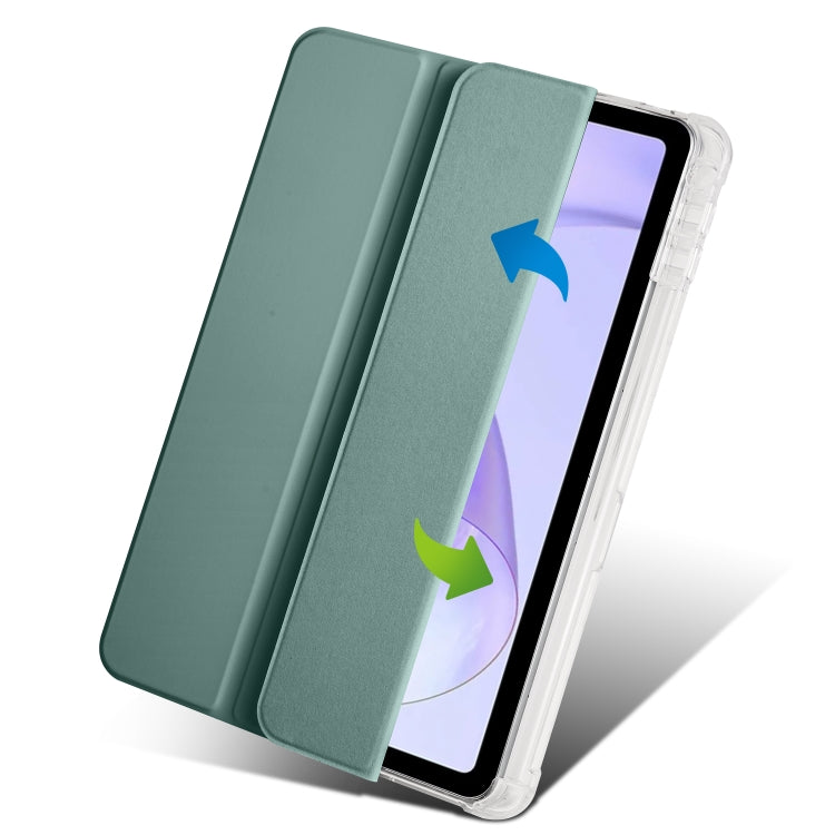 For OPPO Pad Air 10.36 2022 3-folding Transparent TPU Smart Leather Tablet Case with Pen Slot(Green) by bashfashion