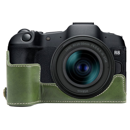 For Canon EOS R8 1/4 inch Thread PU Leather Camera Half Case Base(Green) by bashfashion