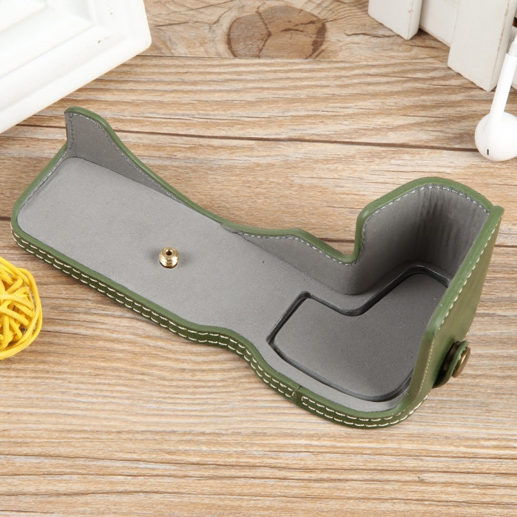 For Canon EOS R8 1/4 inch Thread PU Leather Camera Half Case Base(Green) by bashfashion