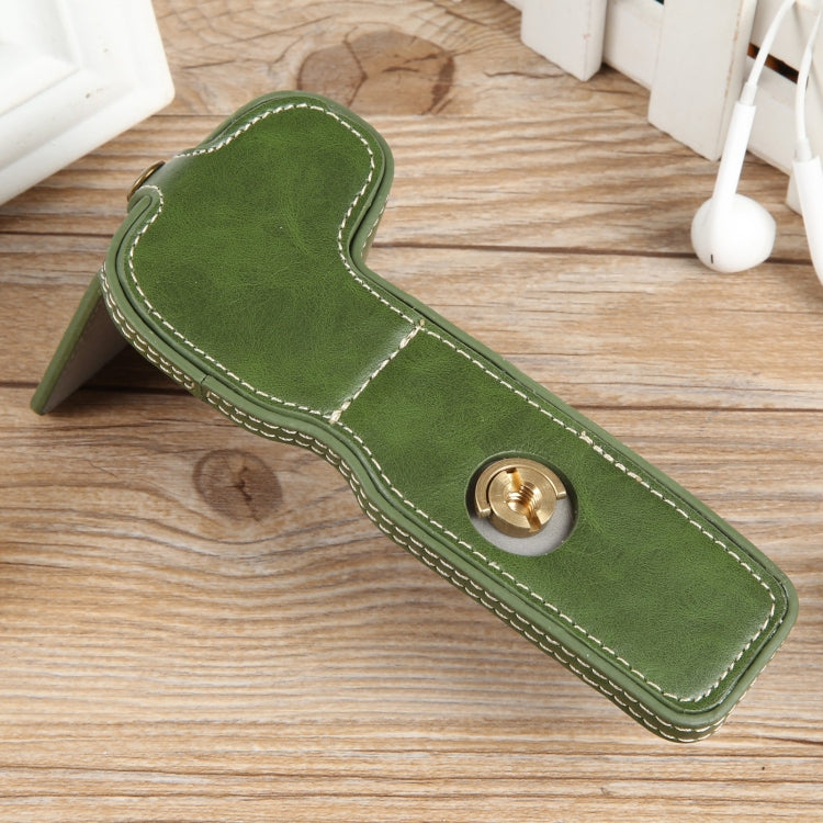 For Canon EOS R8 1/4 inch Thread PU Leather Camera Half Case Base(Green) by bashfashion