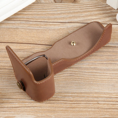 For Canon EOS R8 1/4 inch Thread PU Leather Camera Half Case Base(Coffee) by bashfashion