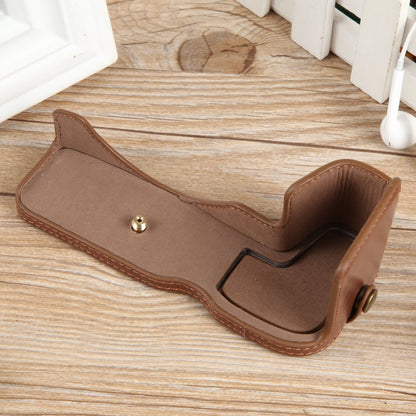 For Canon EOS R8 1/4 inch Thread PU Leather Camera Half Case Base(Coffee) by bashfashion