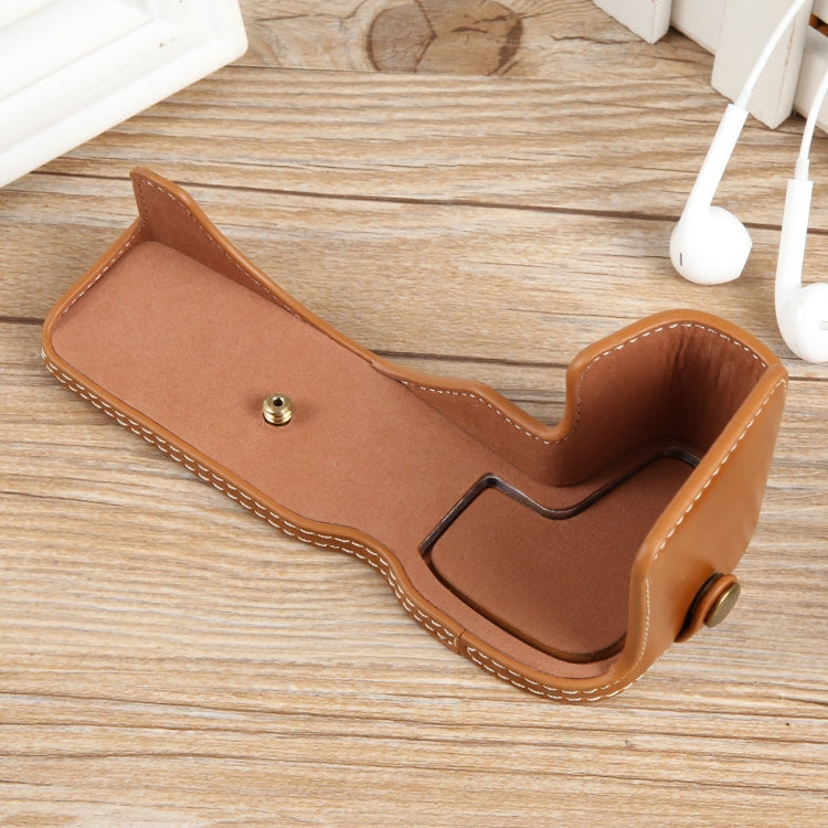 For Canon EOS R8 1/4 inch Thread PU Leather Camera Half Case Base(Brown) by bashfashion