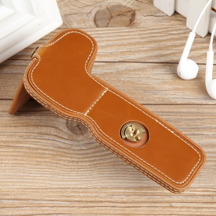 For Canon EOS R8 1/4 inch Thread PU Leather Camera Half Case Base(Brown) by bashfashion
