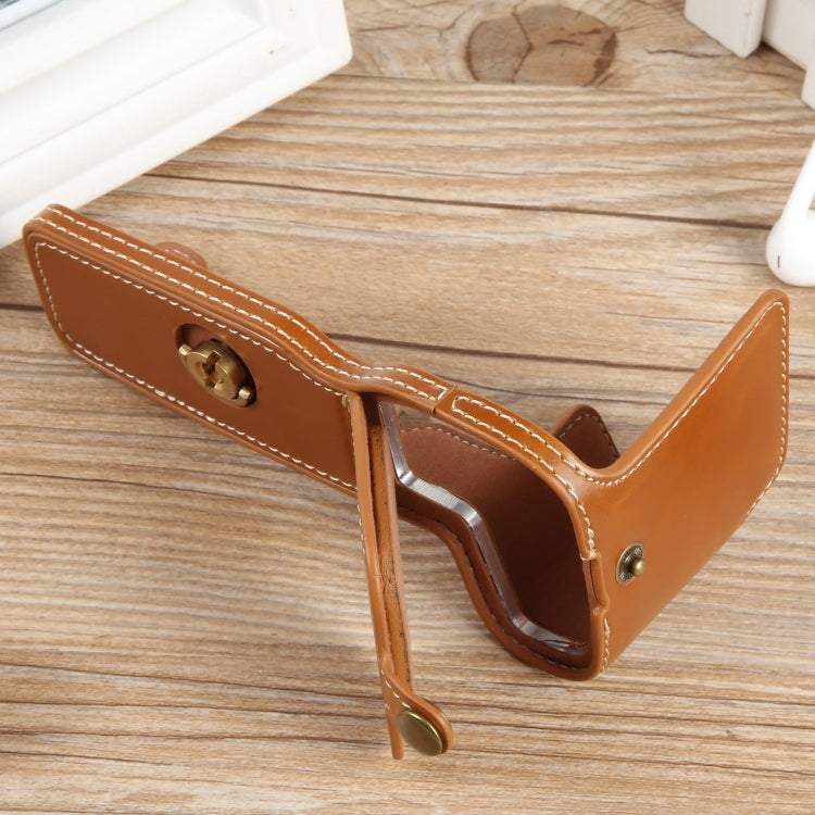 For Canon EOS R8 1/4 inch Thread PU Leather Camera Half Case Base(Brown) by bashfashion