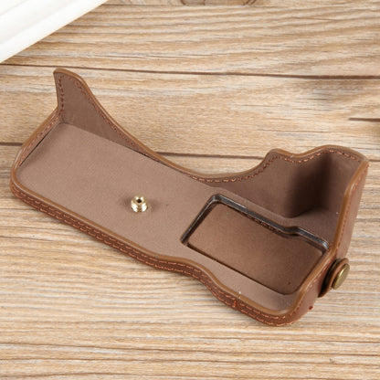 For Canon EOS R50 1/4 inch Thread PU Leather Camera Half Case Base(Coffee) by bashfashion