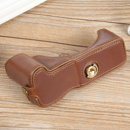 For Canon EOS R50 1/4 inch Thread PU Leather Camera Half Case Base(Coffee) by bashfashion
