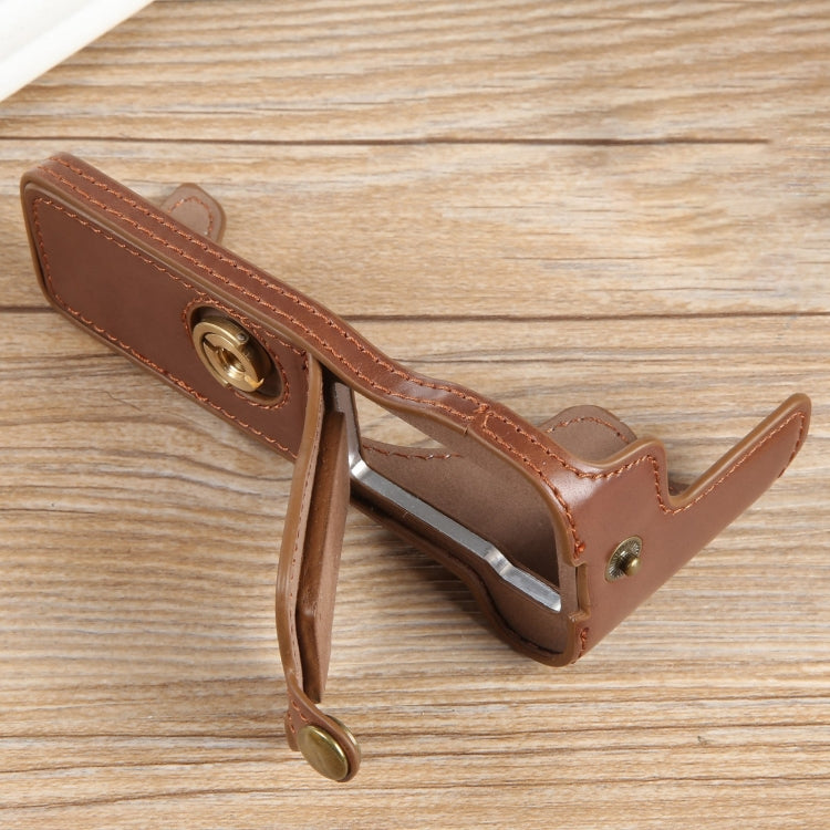 For Canon EOS R50 1/4 inch Thread PU Leather Camera Half Case Base(Coffee) by bashfashion