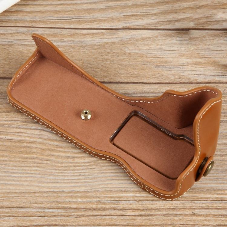 For Canon EOS R50 1/4 inch Thread PU Leather Camera Half Case Base(Brown) by bashfashion