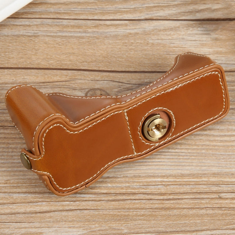 For Canon EOS R50 1/4 inch Thread PU Leather Camera Half Case Base(Brown) by bashfashion