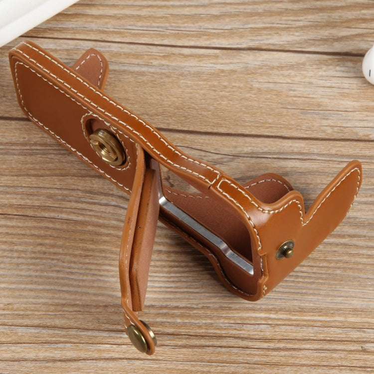 For Canon EOS R50 1/4 inch Thread PU Leather Camera Half Case Base(Brown) by bashfashion