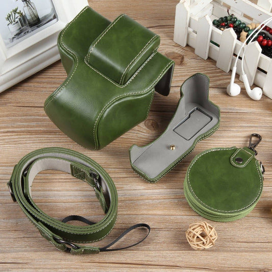 For Canon EOS R50 Full Body Magnetic Leather Camera Case Bag with Strap, Deluxe Edition(Green) by bashfashion