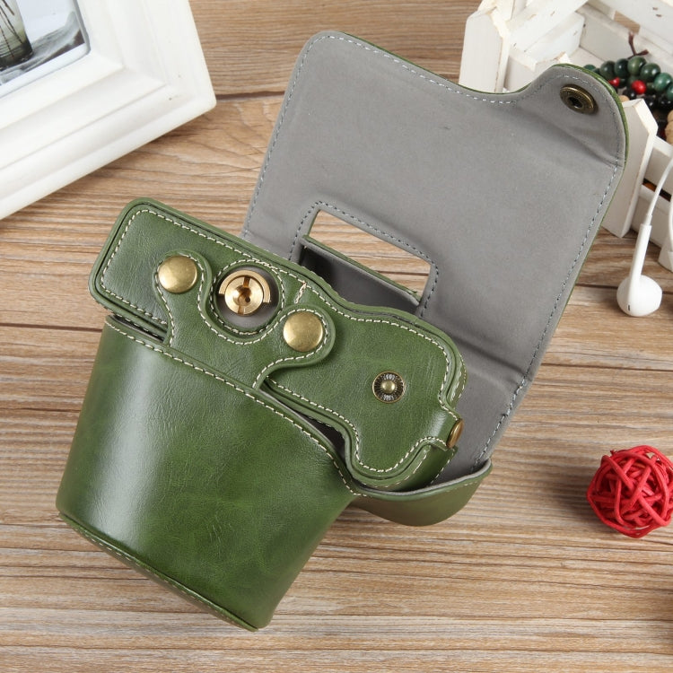 For Canon EOS R50 Full Body Magnetic Leather Camera Case Bag with Strap, Deluxe Edition(Green) by bashfashion