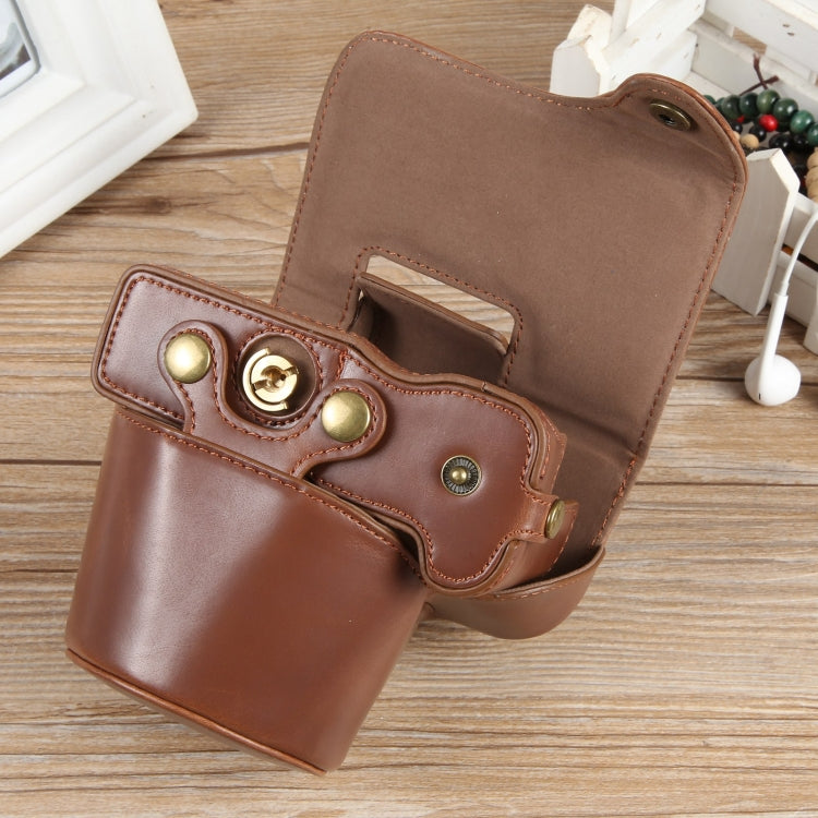 For Canon EOS R50 Full Body Magnetic Leather Camera Case Bag with Strap, Deluxe Edition(Coffee) by bashfashion