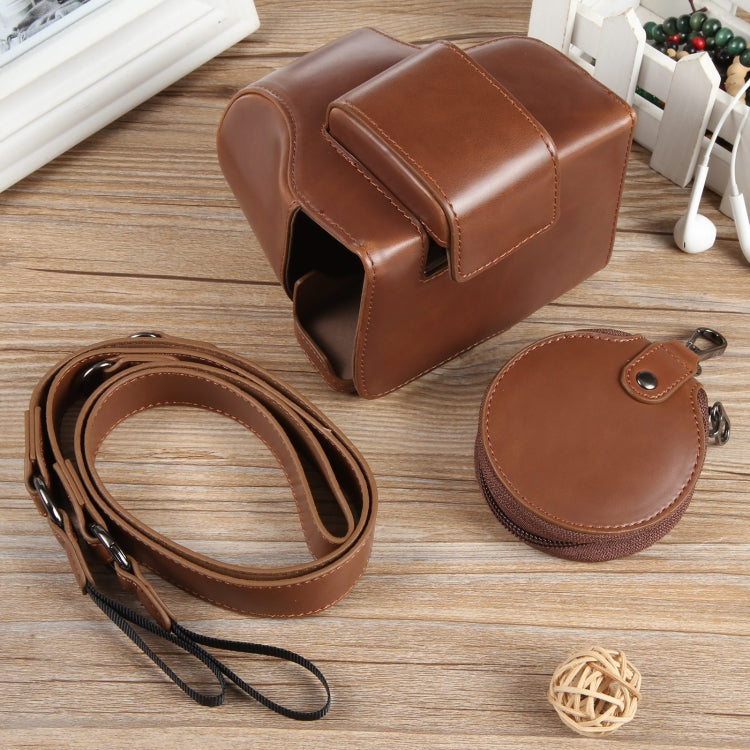 For Canon EOS R50 Full Body Magnetic Leather Camera Case Bag with Strap, Deluxe Edition(Coffee) by bashfashion