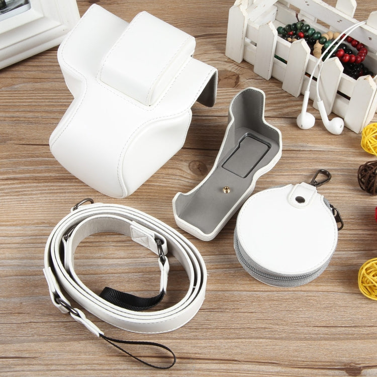 For Canon EOS R50 Full Body Magnetic Leather Camera Case Bag with Strap, Deluxe Edition(White) by bashfashion