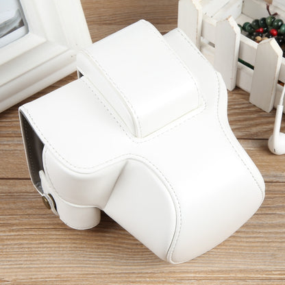 For Canon EOS R50 Full Body Magnetic Leather Camera Case Bag with Strap, Deluxe Edition(White) by bashfashion