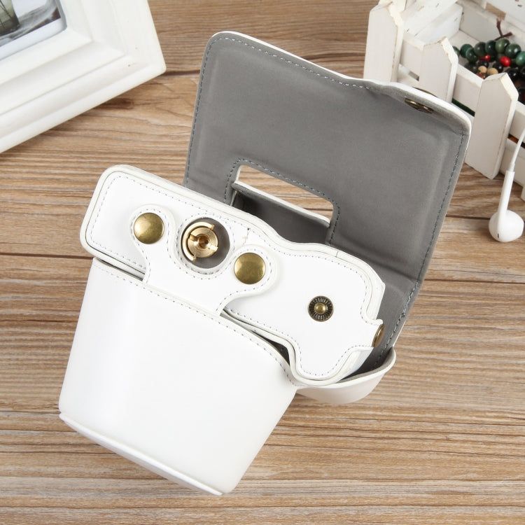 For Canon EOS R50 Full Body Magnetic Leather Camera Case Bag with Strap, Deluxe Edition(White) by bashfashion