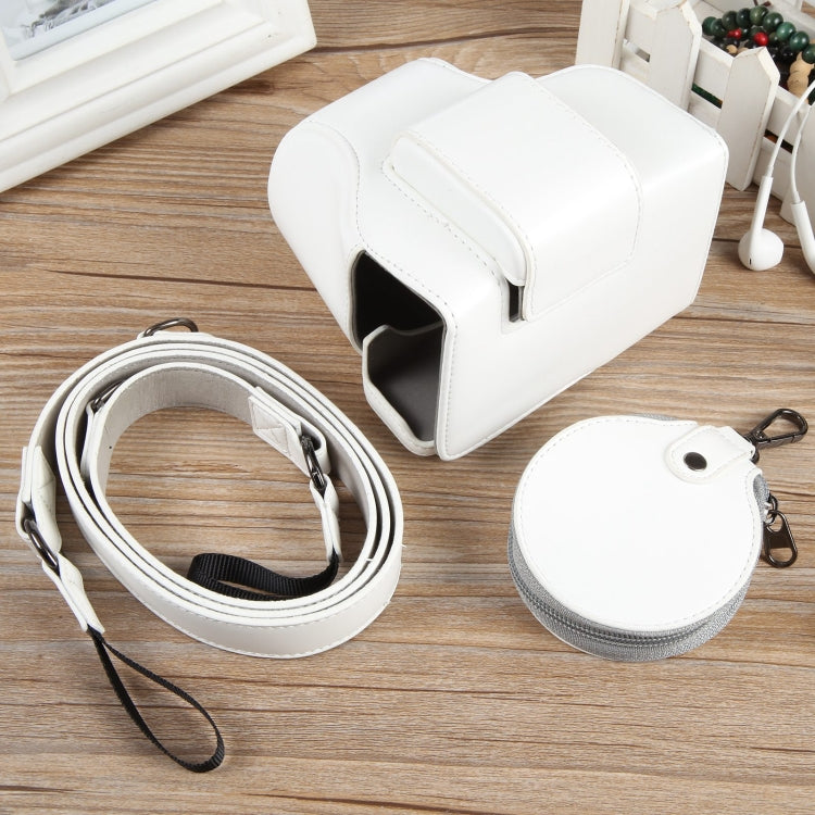 For Canon EOS R50 Full Body Magnetic Leather Camera Case Bag with Strap, Deluxe Edition(White) by bashfashion