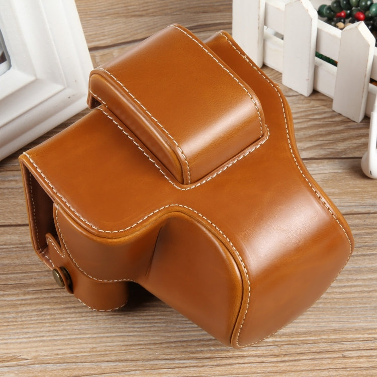 For Canon EOS R50 Full Body Magnetic Leather Camera Case Bag with Strap, Deluxe Edition(Brown) by bashfashion