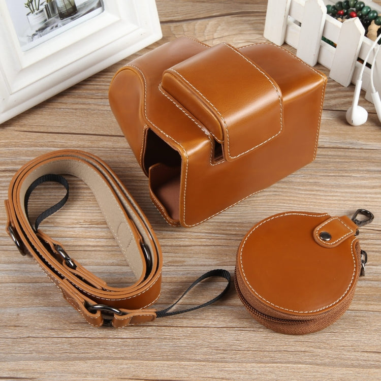 For Canon EOS R50 Full Body Magnetic Leather Camera Case Bag with Strap, Deluxe Edition(Brown) by bashfashion