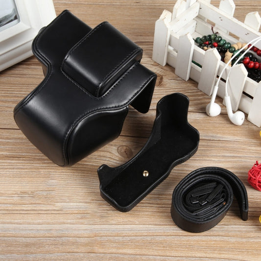 For Canon EOS R50 Full Body Magnetic Leather Camera Case Bag with Strap, Regular Edition(Black) by bashfashion