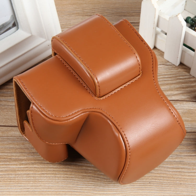 For Canon EOS R50 Full Body Magnetic Leather Camera Case Bag with Strap, Regular Edition(Brown) by bashfashion