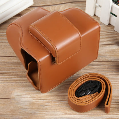 For Canon EOS R50 Full Body Magnetic Leather Camera Case Bag with Strap, Regular Edition(Brown) by bashfashion