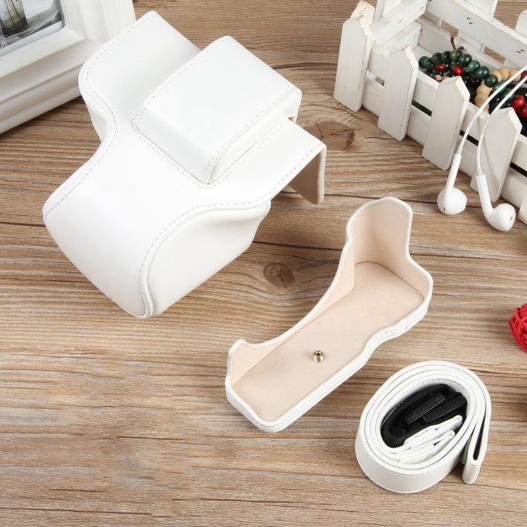 For Canon EOS R50 Full Body Magnetic Leather Camera Case Bag with Strap, Regular Edition(White) by bashfashion