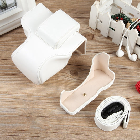 For Canon EOS R50 Full Body Magnetic Leather Camera Case Bag with Strap, Regular Edition(White) by bashfashion