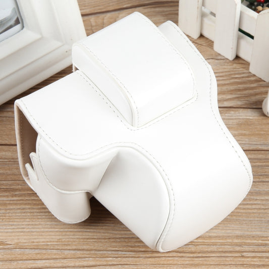 For Canon EOS R50 Full Body Magnetic Leather Camera Case Bag with Strap, Regular Edition(White) by bashfashion