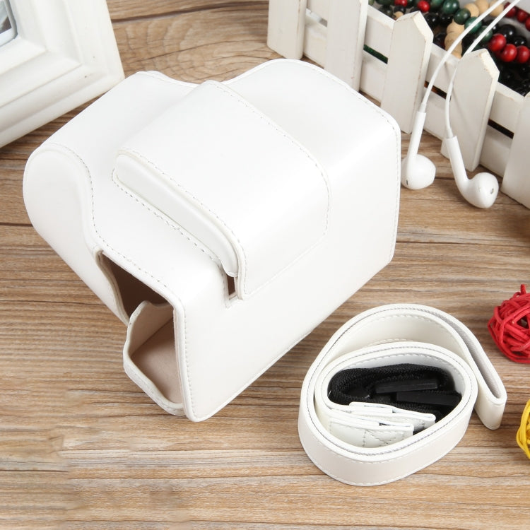 For Canon EOS R50 Full Body Magnetic Leather Camera Case Bag with Strap, Regular Edition(White) by bashfashion