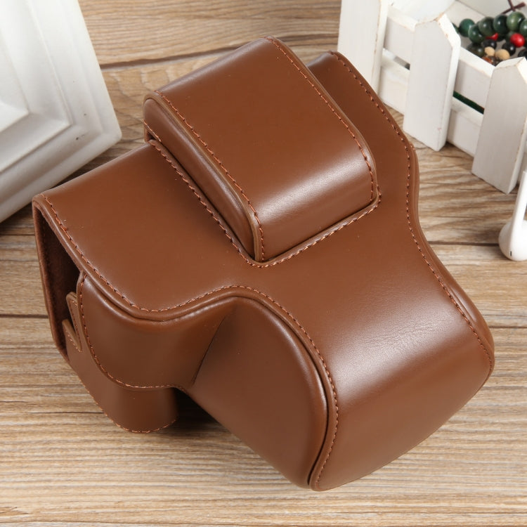 For Canon EOS R50 Full Body Magnetic Leather Camera Case Bag with Strap, Regular Edition(Coffee) by bashfashion