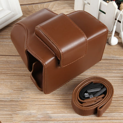 For Canon EOS R50 Full Body Magnetic Leather Camera Case Bag with Strap, Regular Edition(Coffee) by bashfashion