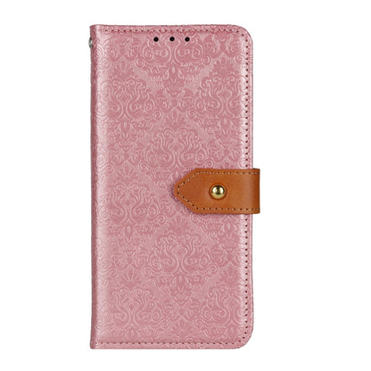 For iPhone 16e European Floral Embossed Leather Phone Case(Pink) by bashfashion