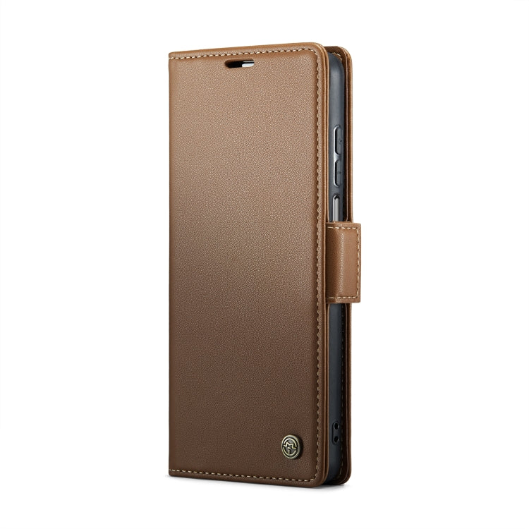 For Motorola Moto G Stylus 5G 2023 CaseMe 023 Butterfly Buckle Litchi Texture RFID Anti-theft Leather Phone Case(Brown) by CaseMe