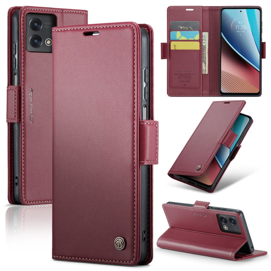 For Motorola Moto G Stylus 5G 2023 CaseMe 023 Butterfly Buckle Litchi Texture RFID Anti-theft Leather Phone Case(Wine Red) by CaseMe