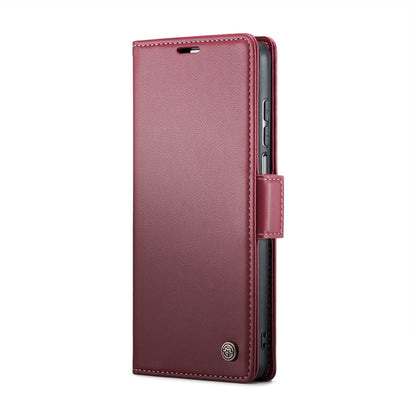For Motorola Moto G Stylus 5G 2023 CaseMe 023 Butterfly Buckle Litchi Texture RFID Anti-theft Leather Phone Case(Wine Red) by CaseMe