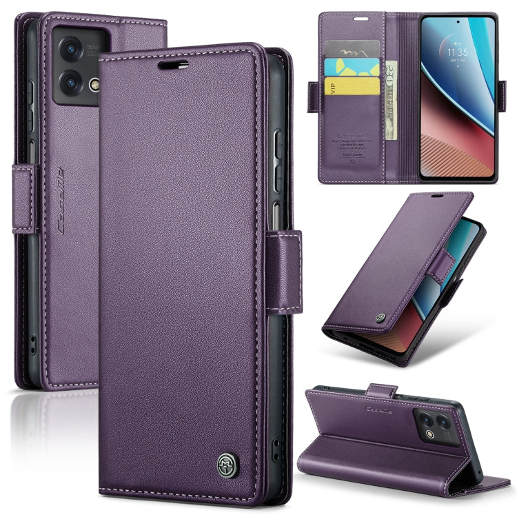 For Motorola Moto G Stylus 5G 2023 CaseMe 023 Butterfly Buckle Litchi Texture RFID Anti-theft Leather Phone Case(Pearly Purple) by CaseMe