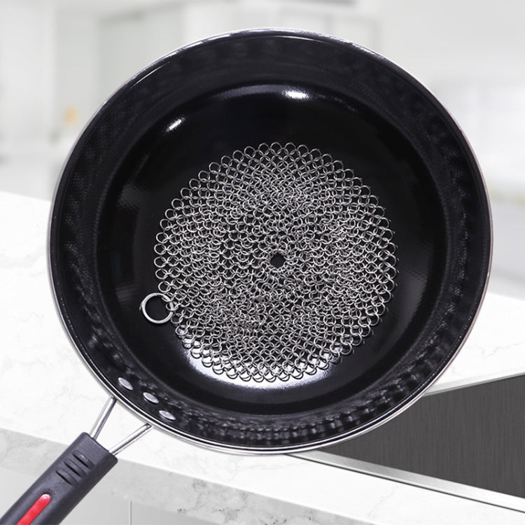 Stainless Steel Round Iron Cleaner Pot Brush Scrubber Home Cookware Kitchen Cleaning Tool, Size:5 x 5 inch by bashfashion