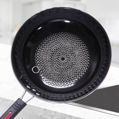 Stainless Steel Round Iron Cleaner Pot Brush Scrubber Home Cookware Kitchen Cleaning Tool, Size:7 x 7 inch by bashfashion