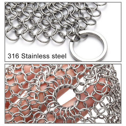 Stainless Steel Round Iron Cleaner Pot Brush Scrubber Home Cookware Kitchen Cleaning Tool, Size:7 x 7 inch by bashfashion