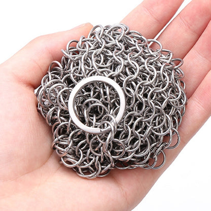 Stainless Steel Round Iron Cleaner Pot Brush Scrubber Home Cookware Kitchen Cleaning Tool, Size:7 x 7 inch by bashfashion